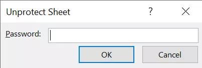 Screenshot of “Unprotect Sheet” dialog