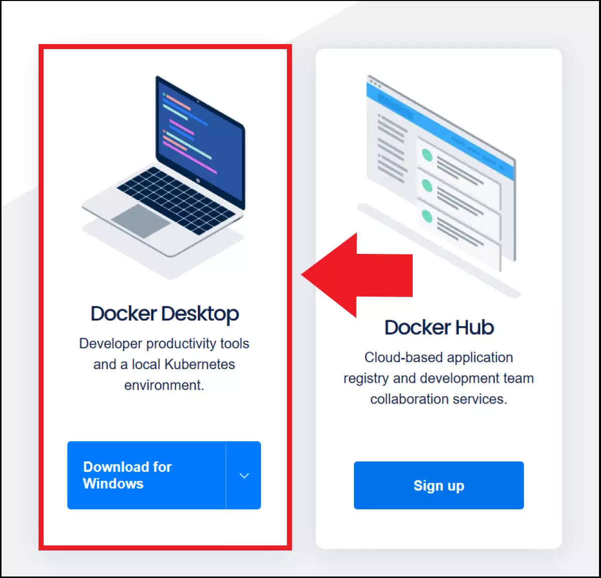 Screenshot from Docker website with Docker Desktop download option