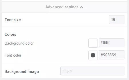 FeedWind menu: Advanced color settings