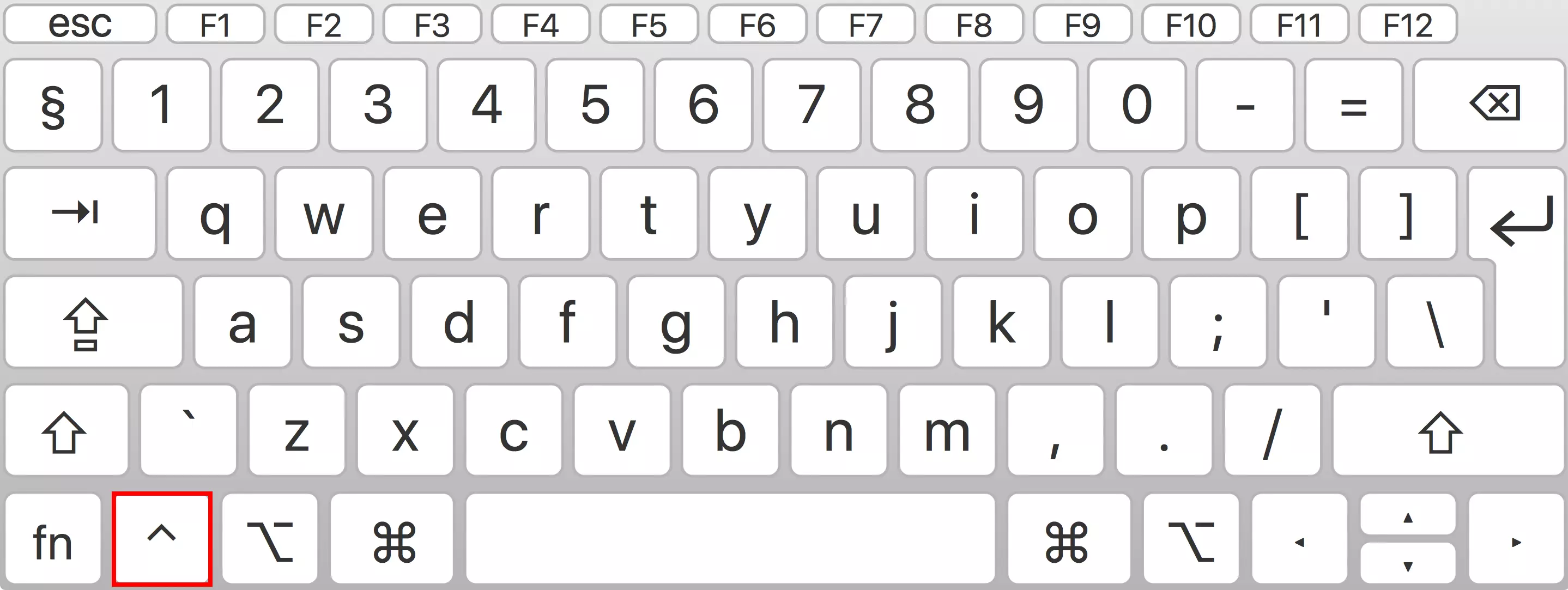 The control key on the Mac keyboard