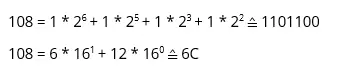 Binary and hexadecimal presentation of “l”