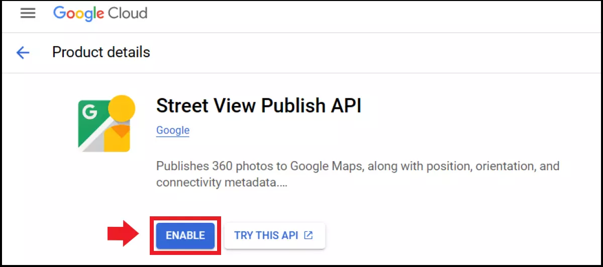 Enabling a Google Maps API