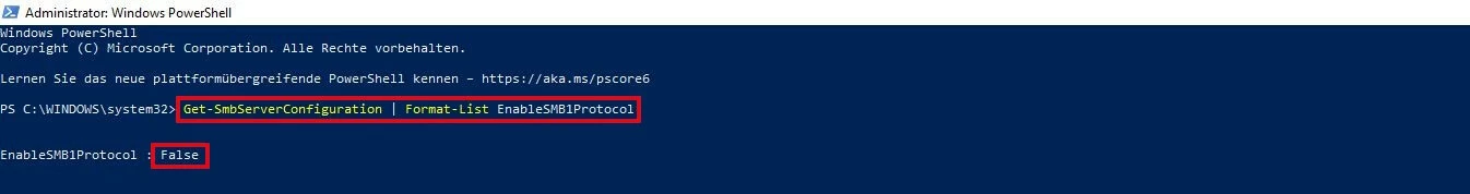 Windows PowerShell: SMB status check