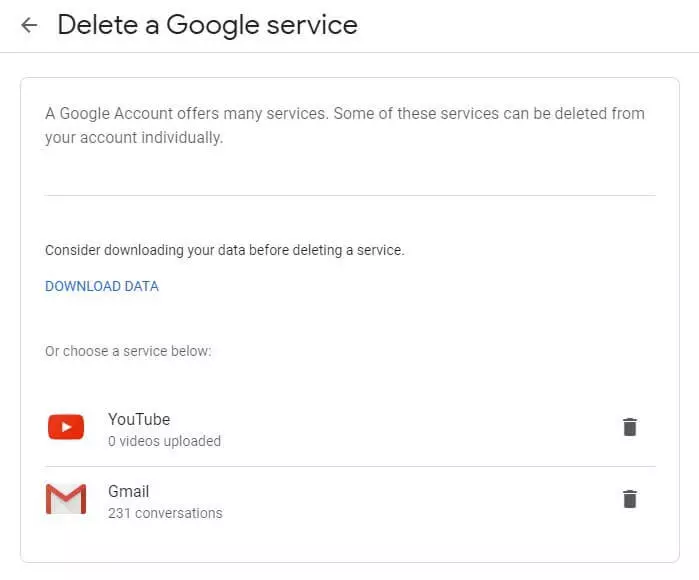 Google Account lets you download your data before you delete Gmail