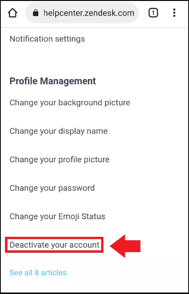 Open “Deactivate your account” for the deactivation options