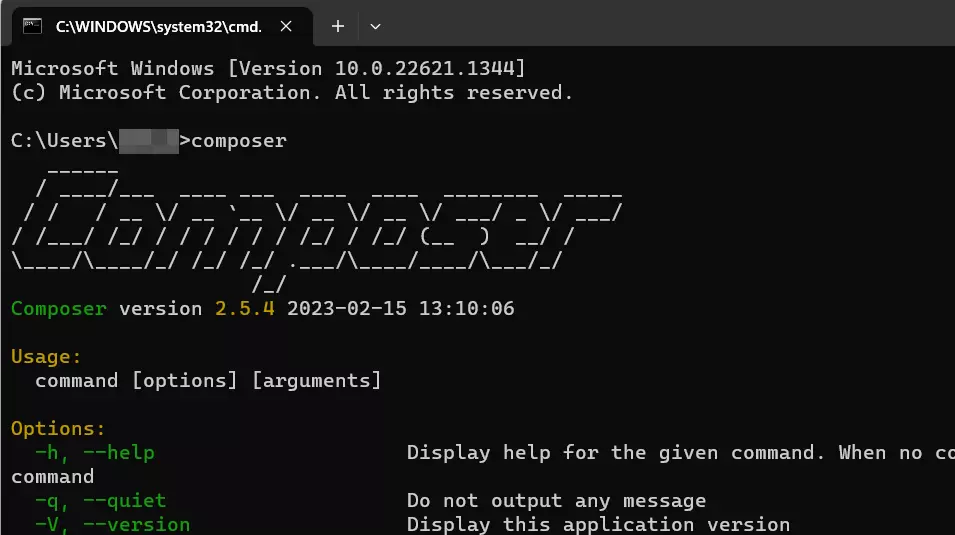 Windows 11: Display Composer version via CMD