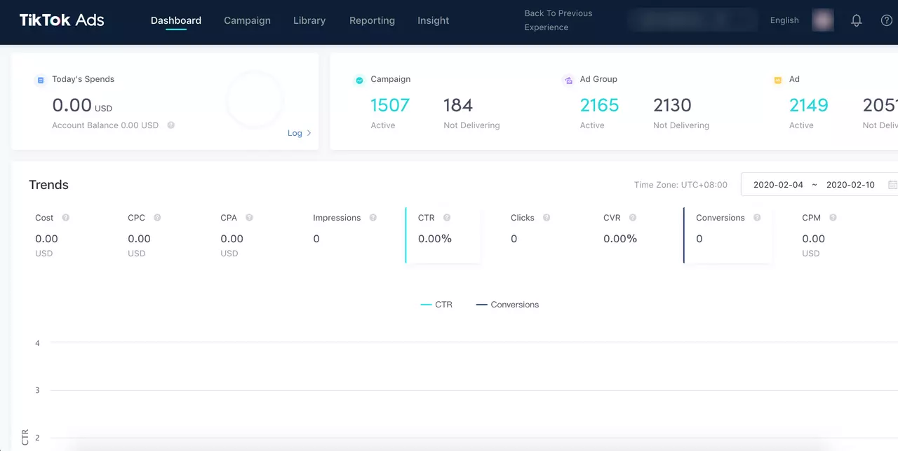 TikTok Ads: Dashboard