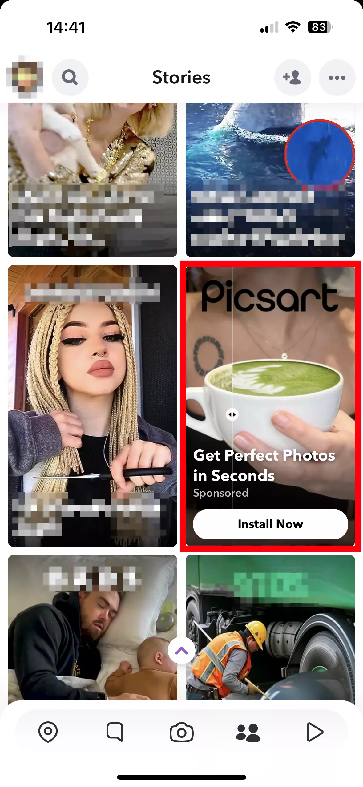 Screenshot of a Story Ad on Snapchat