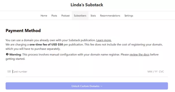 Unlock custom domain in Substack