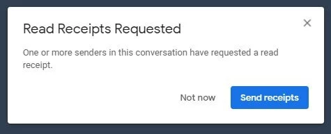 Gmail inbox with read receipt request