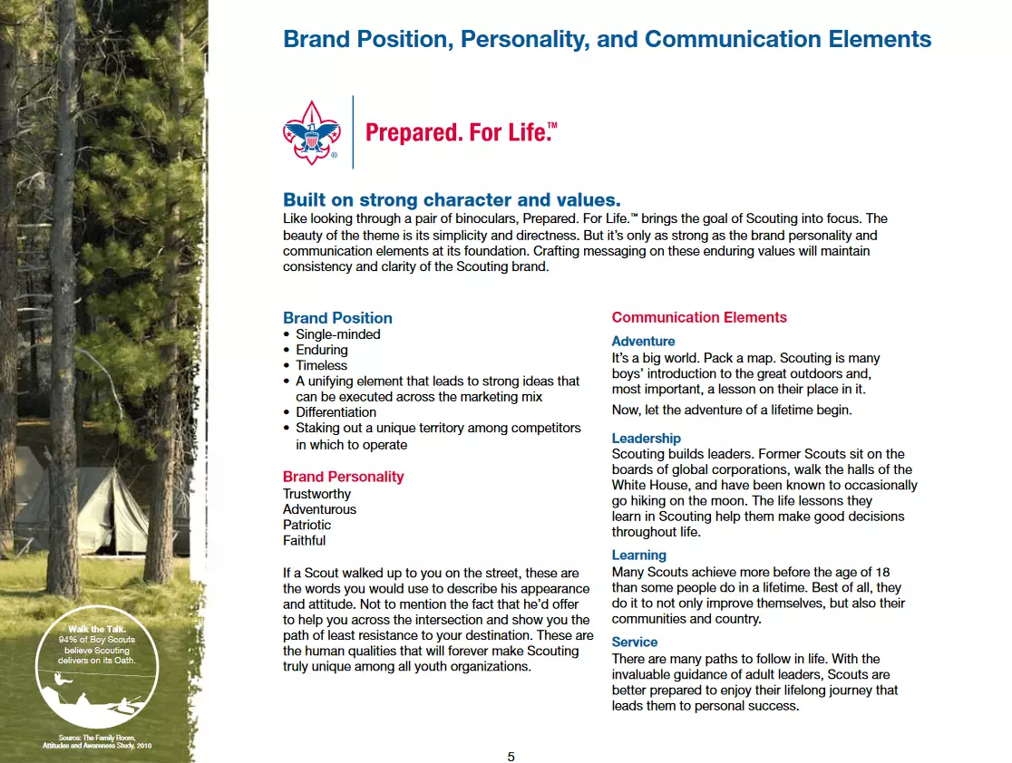 Screenshot of the web style guide for the Boy Scouts of America