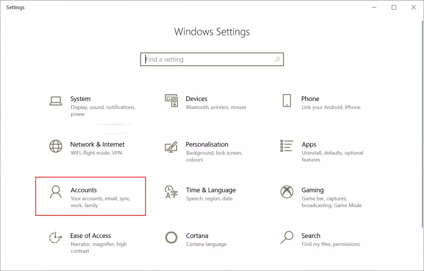 Windows 10 Settings