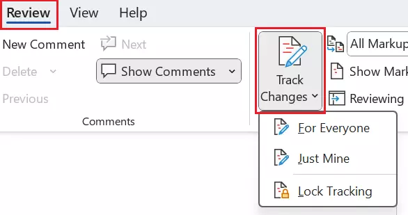 Word: Enable Track Changes