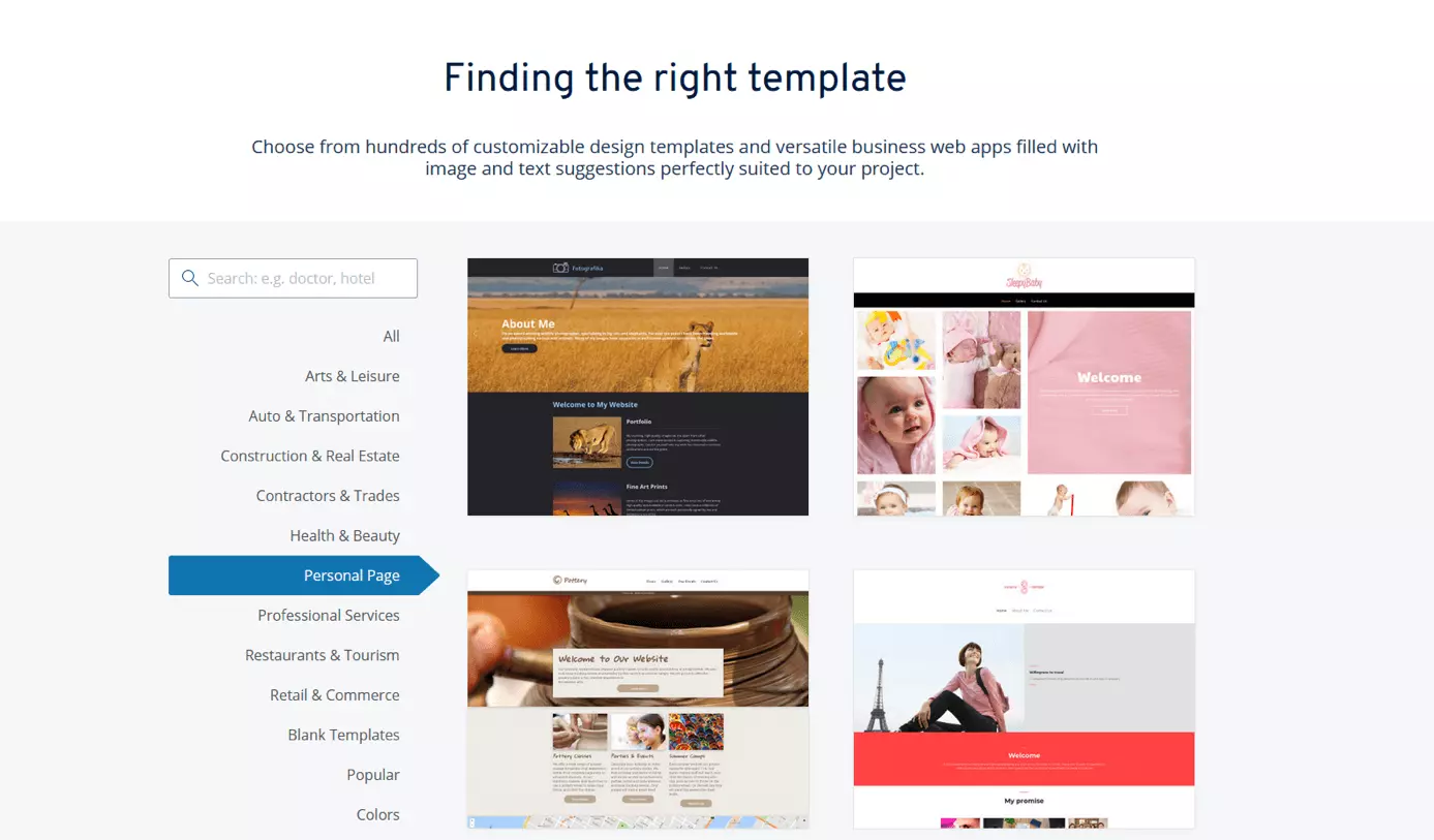 Templates in IONOS Website Builder