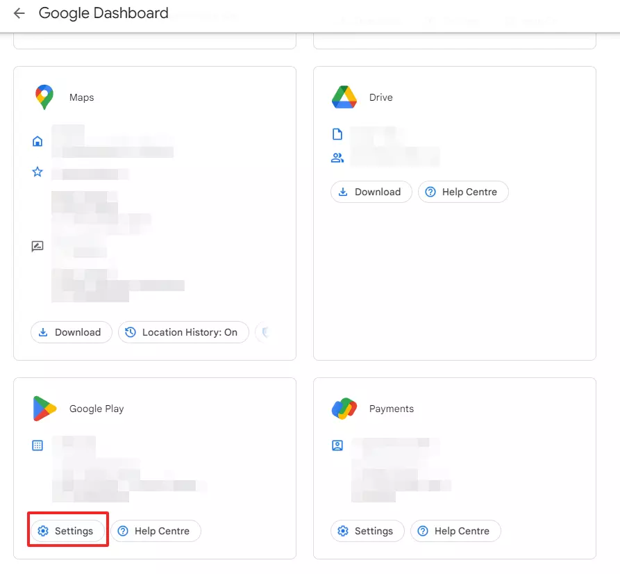 Screenshot of Google Dashboards