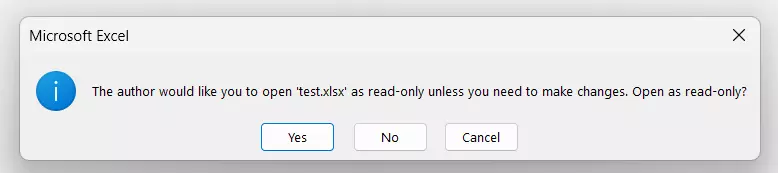 Excel read-only recommendation, opening an Excel file as read-only