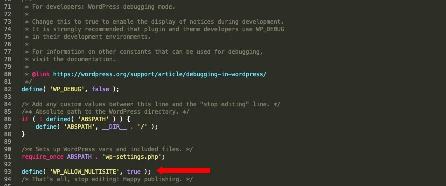 wp-config.php with code WP_ALLOW_MULTISITE