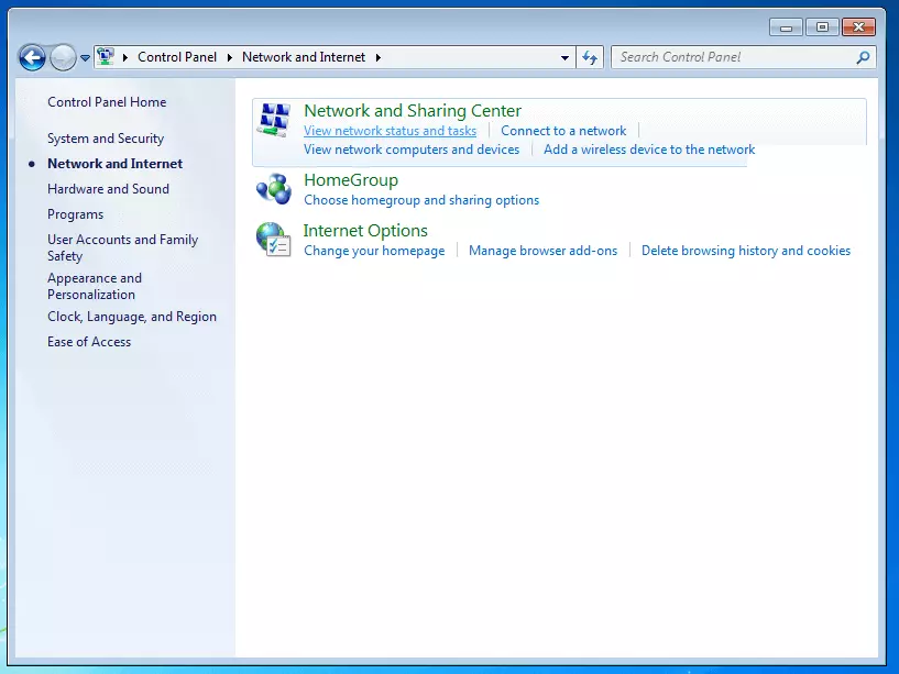 Network settings with Windows 7