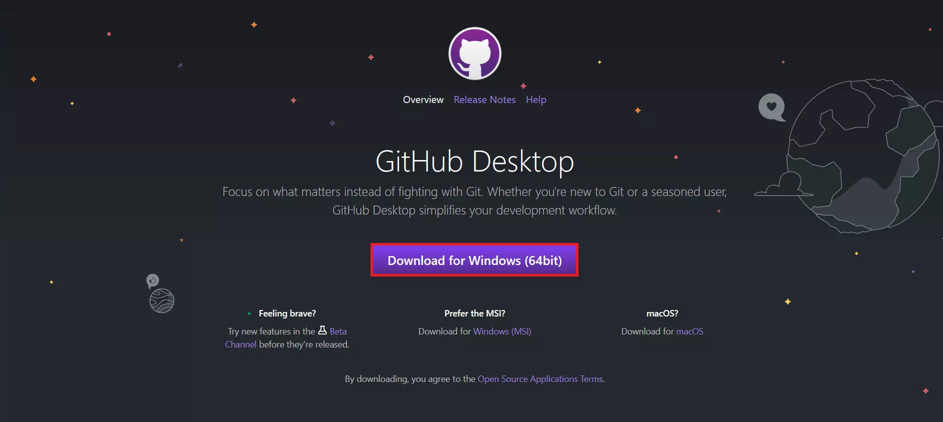 Install GitHub Desktop via the download page