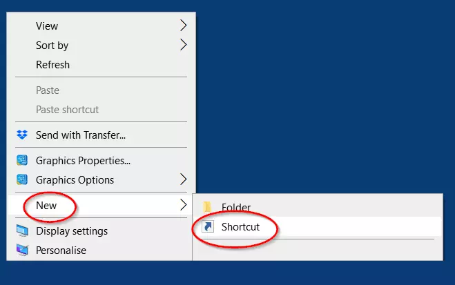 Shutdown command via Windows shortcut