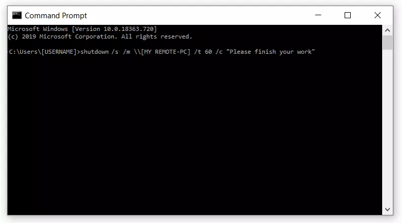 Shutdown via CMD: Example with more complex syntax