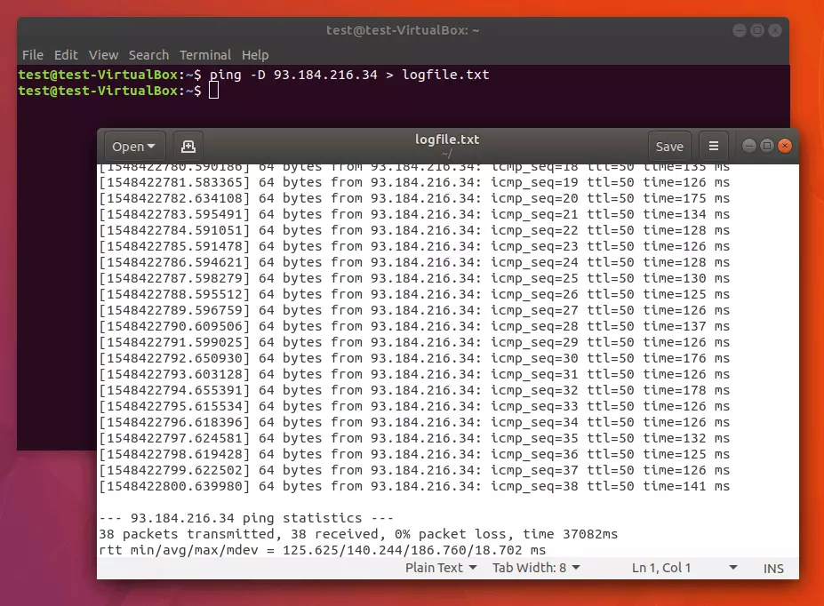 Continuous ping with timestamp