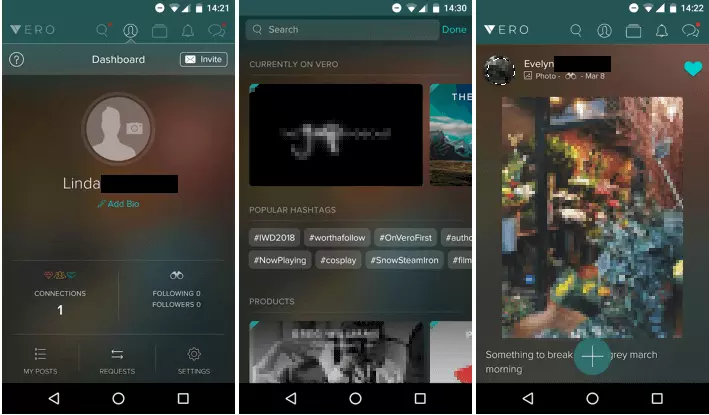 Vero’s user interface