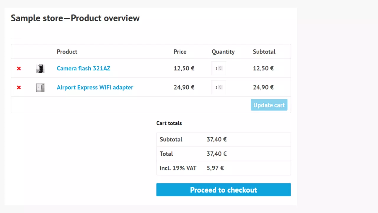 WooCommerce shortcodes: Shopping cart