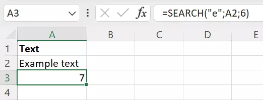 Finding the position of characters using the Excel SEARCH function