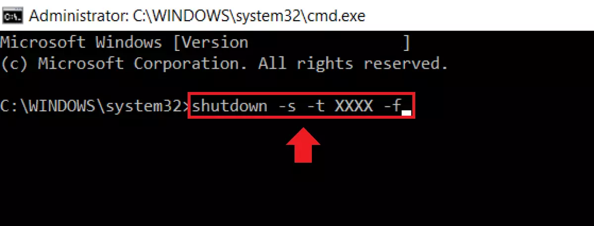 The shutdown command in the command prompt