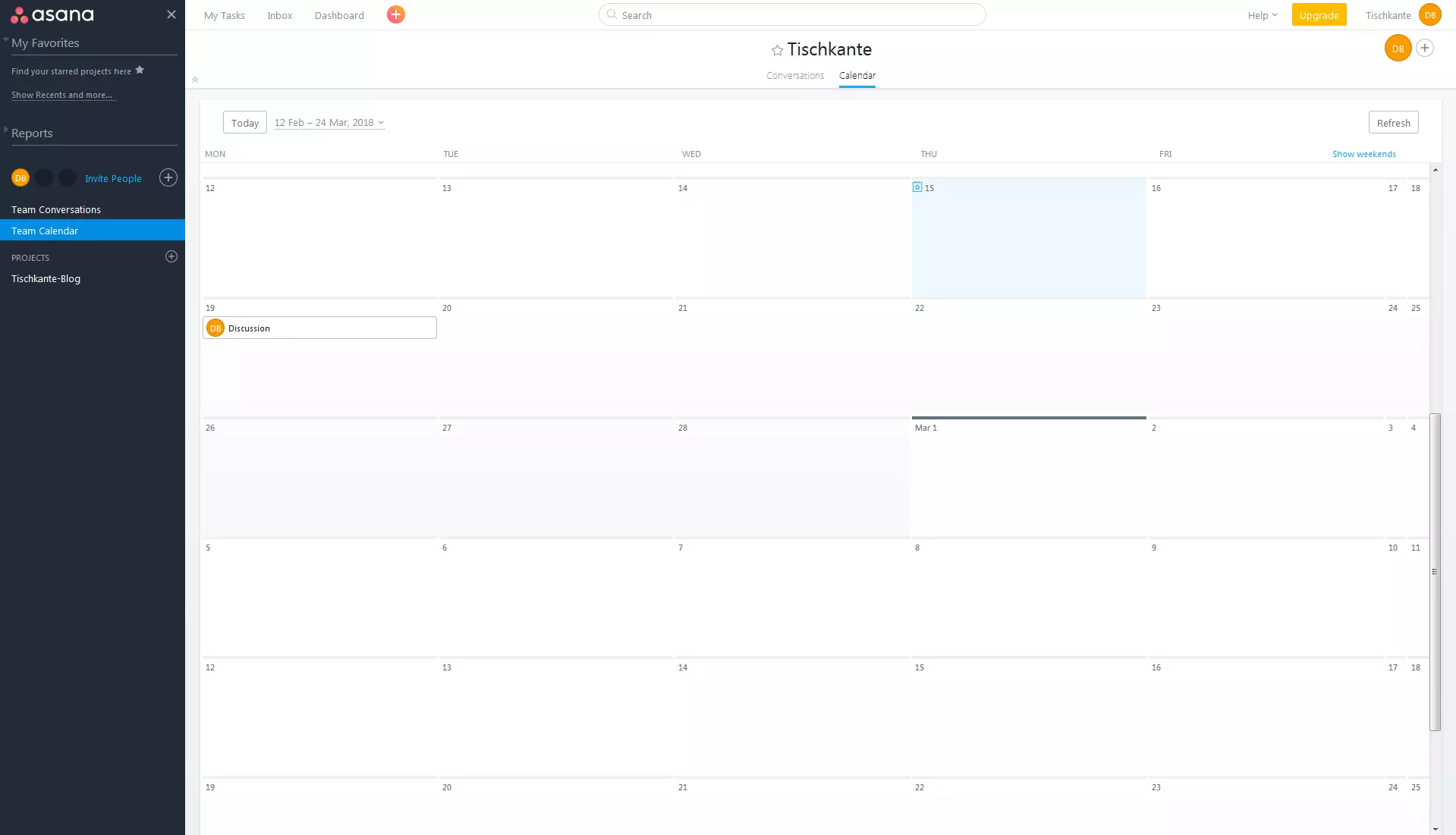 Asana’s calendar