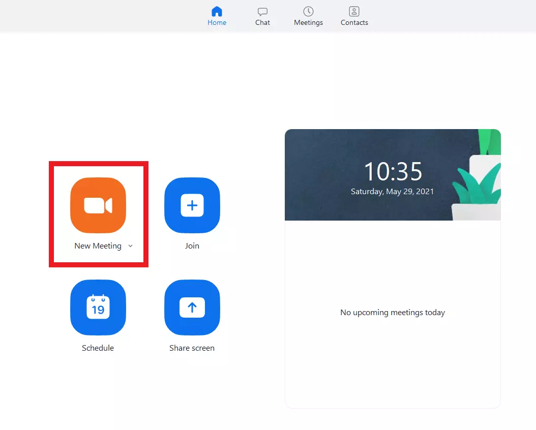 Create a new meeting in the Zoom Desktop app