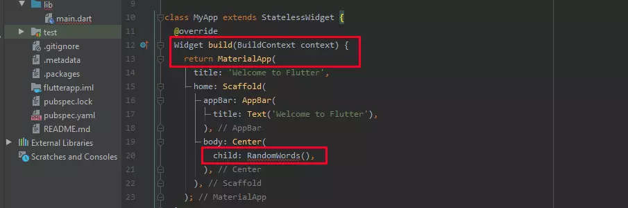 Flutter tutorial: further modifications to the code in the example app