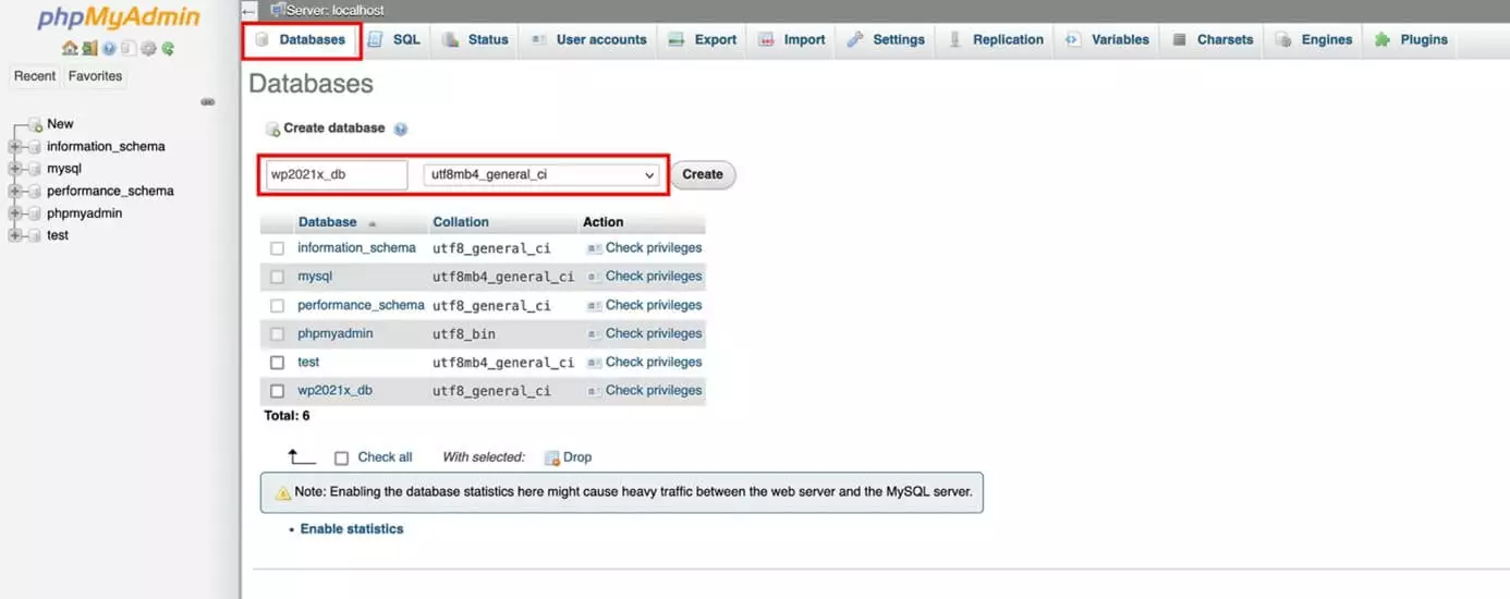 phpMyAdmin interface