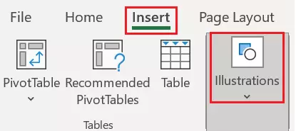 Excel menu: Insert an illustration