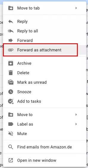 Gmail context menu