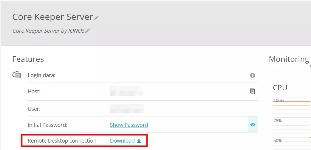 Set up remote desktop connection via IONOS Customer Center