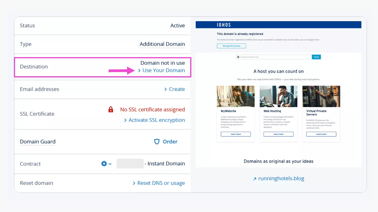 Domain management and usage type