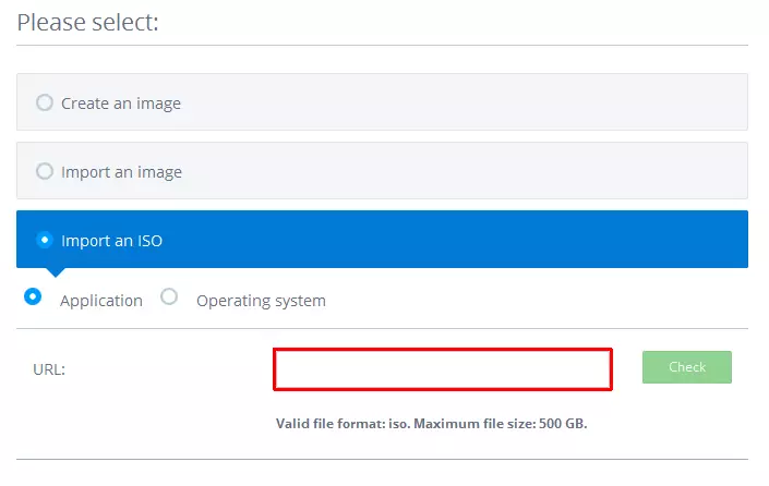 importing an ISO in the IONOS Cloud panel