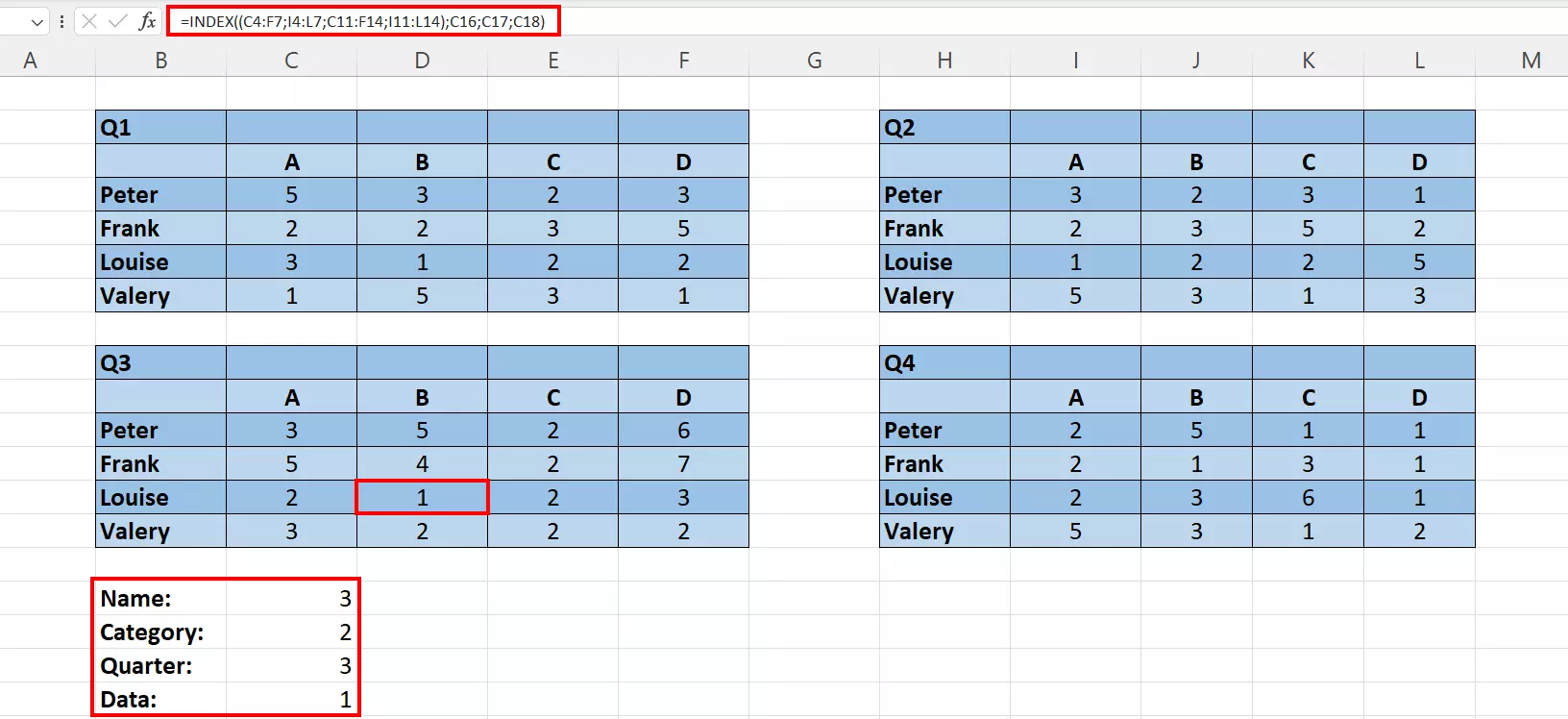 Excel INDEX in the reference version