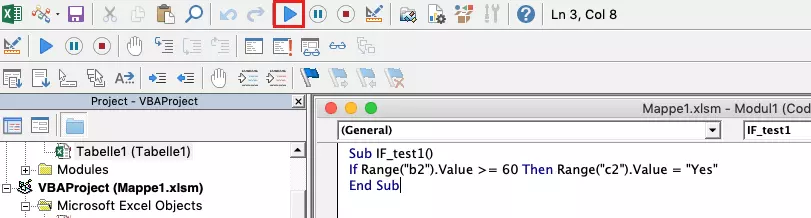 Excel VBA: enter code