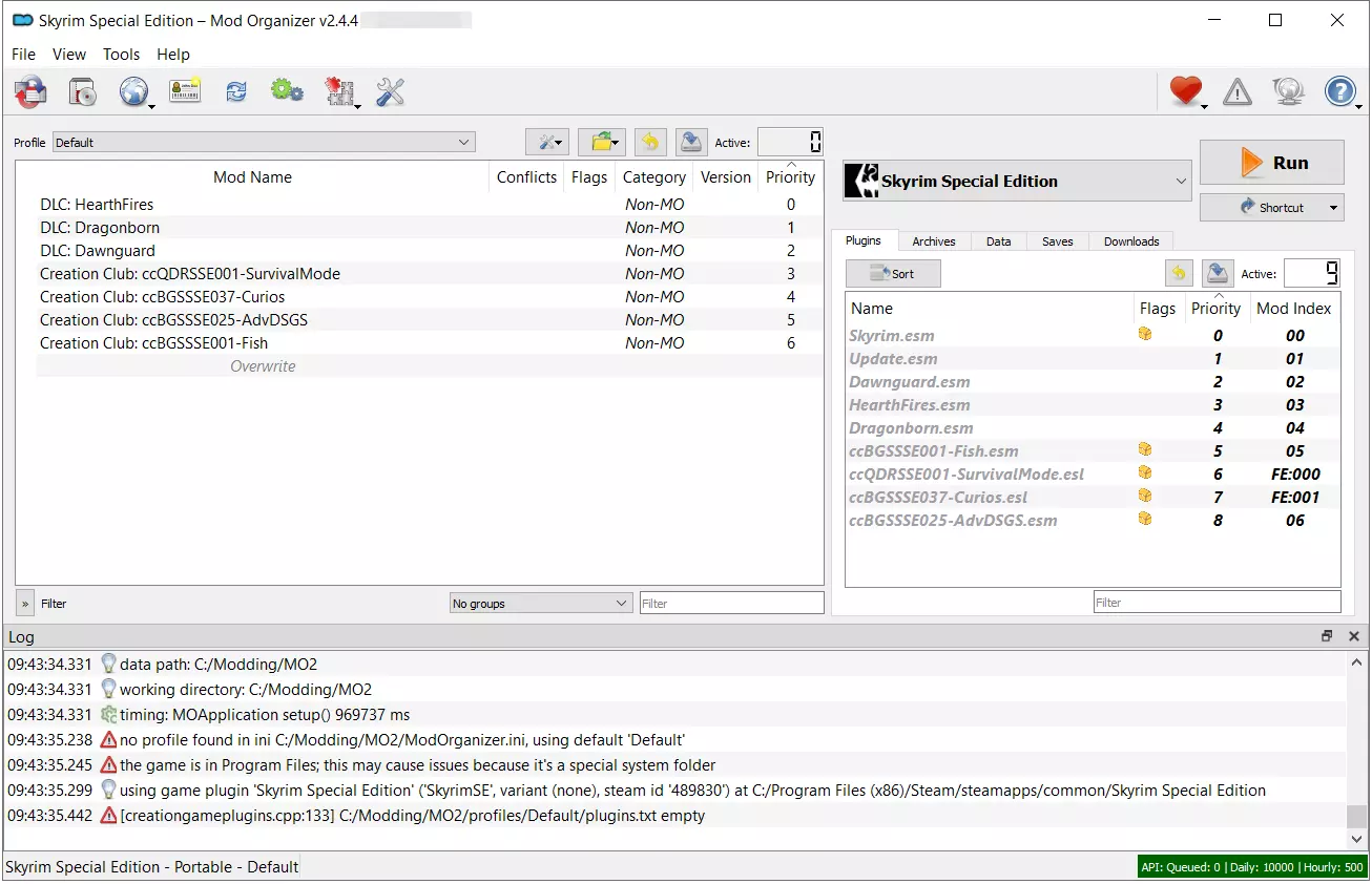 Mod Organizer 2 with Sykrim instance set up