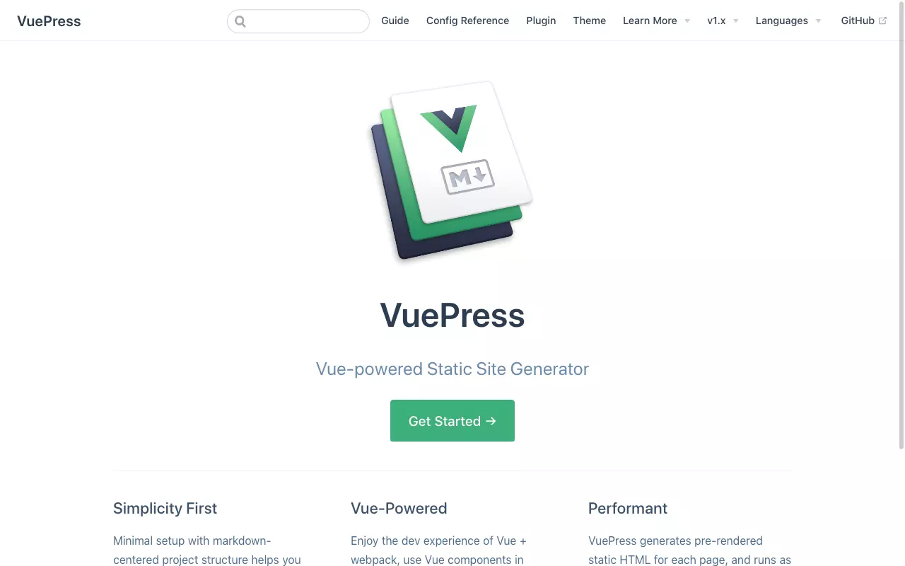 Screenshot of Vuepress