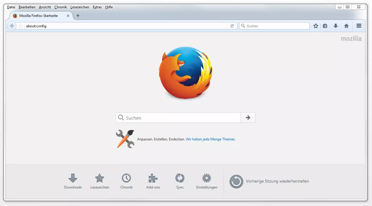 Firefox homepage