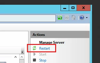 IIS manager: Restart