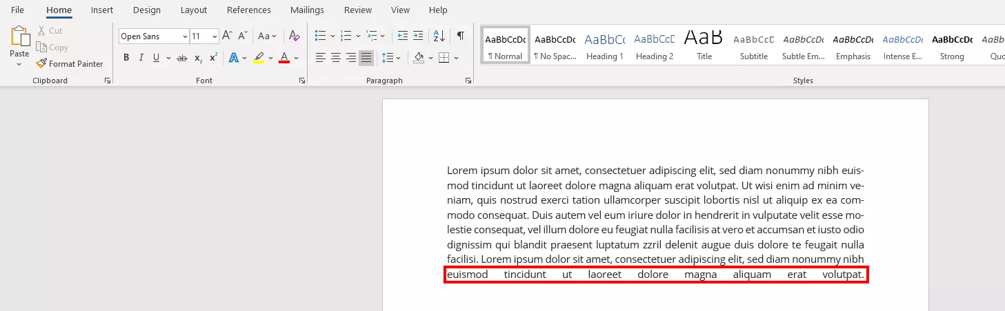 Manual line break in Word– justified text