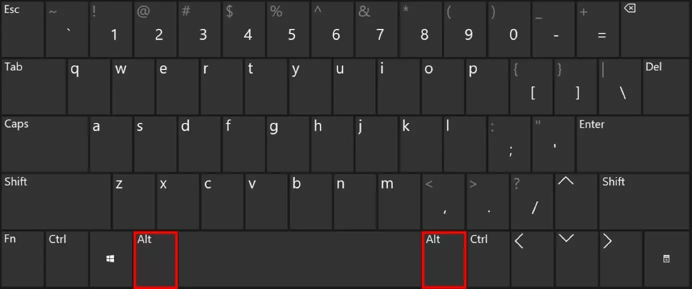 Alt keys on an English-language keyboard