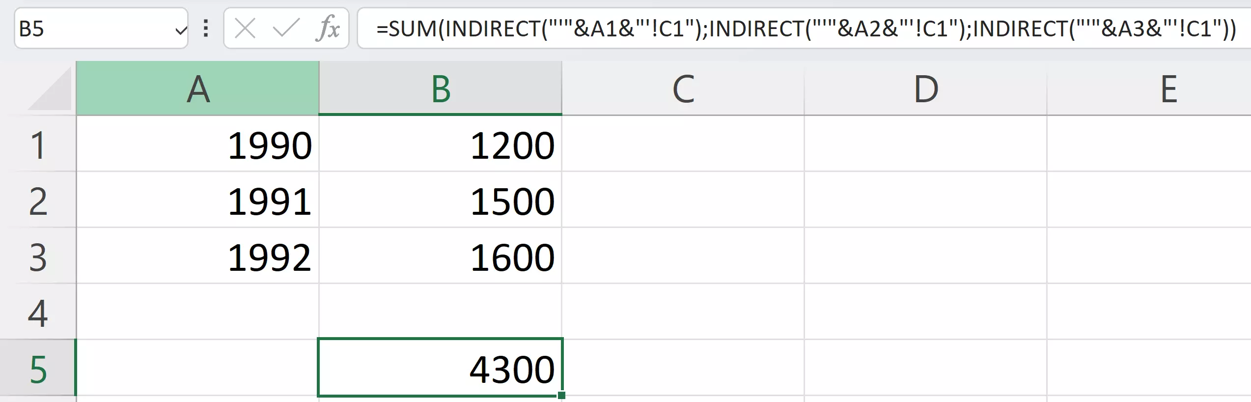 SUM function with values from multiple worksheets