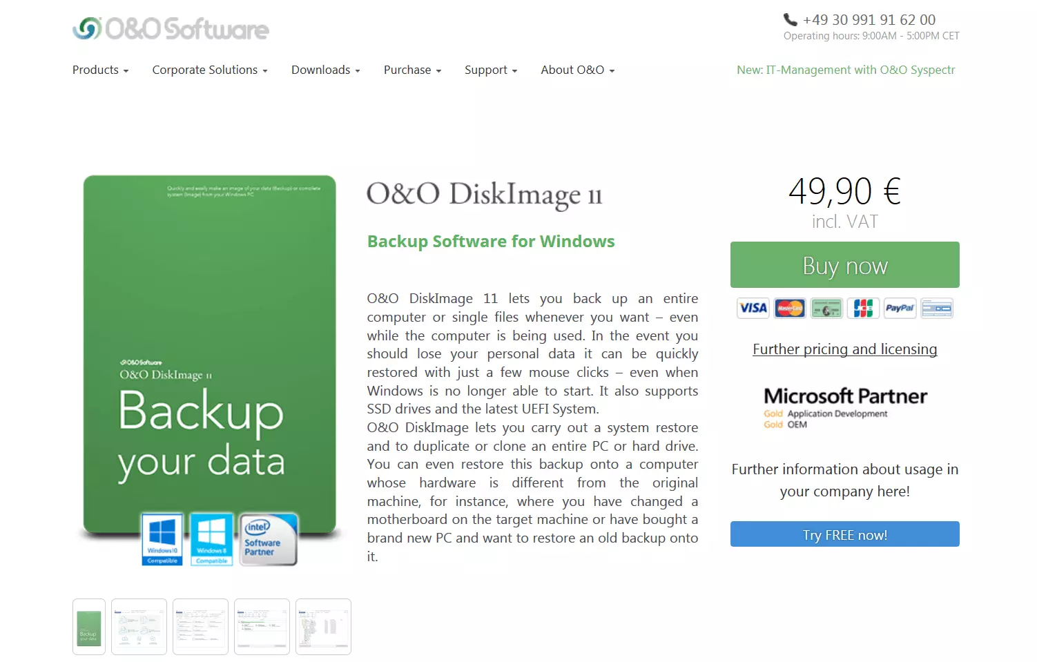 Product website: O&O DiskImage Professional 11.0