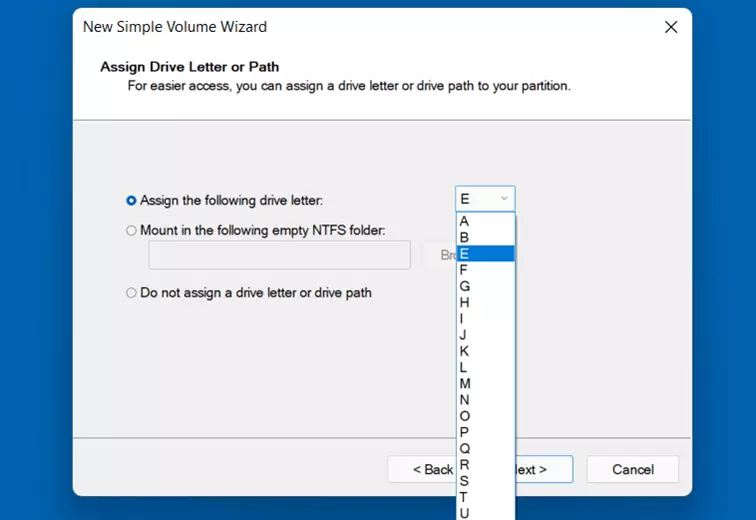 Assign drive letters in Windows 11